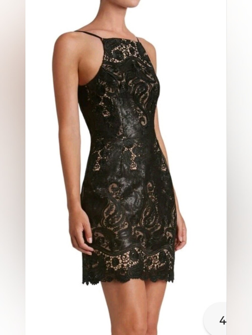 Dress the Population Julie Sequin Lace Halter Mini Dress Size M